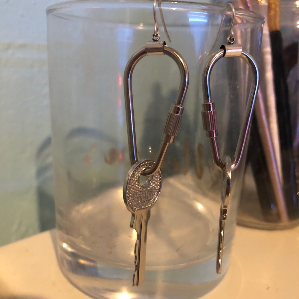 key and carabiner earrings